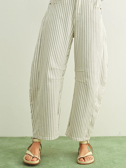 Pinstriped Pattern Barrel Pants