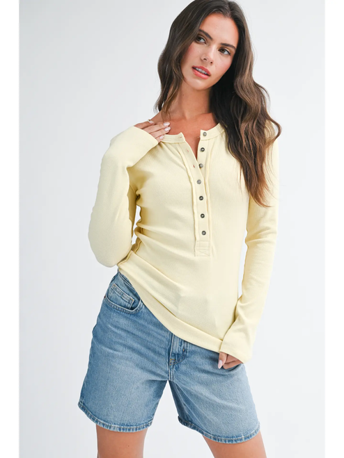 Henley Long Sleeve Top - BUTTER