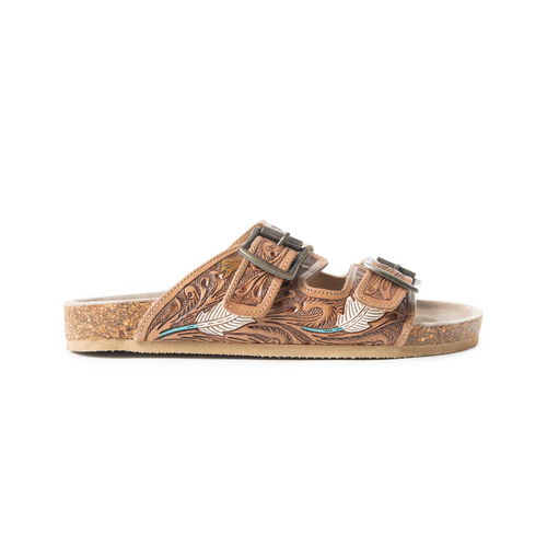 FALLING FEATHER SANDALS IN DARK BROWN