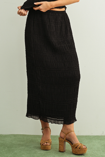 Chiffon Panel Detail Skirt - Black