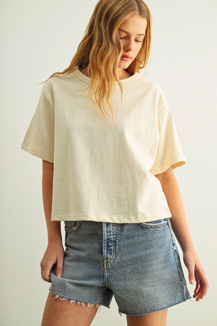 Short Sleeve Linen Knitted Top - White