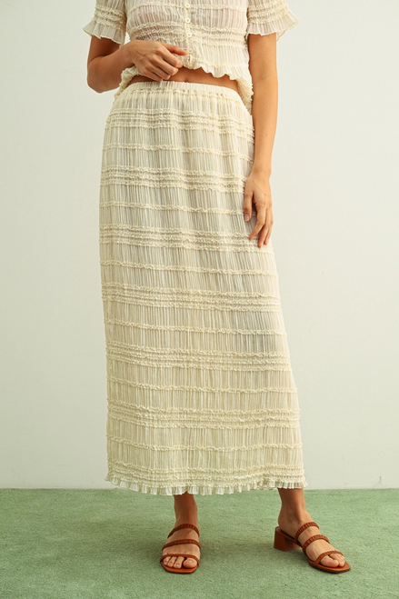 Chiffon Panel Detail Skirt - Beige