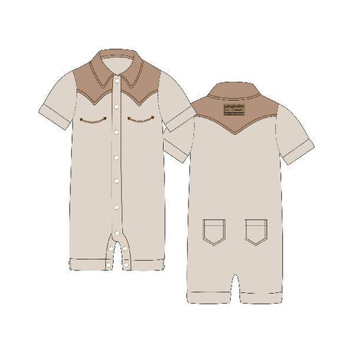 ORGANIC WESTERN SHORT SLEEVE COVERALL - OATMEAL