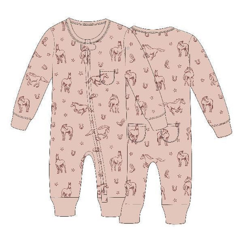 ORGANIC FOOTLESS 2-WAY ZIPPER ROMPER - RODEO ROSE