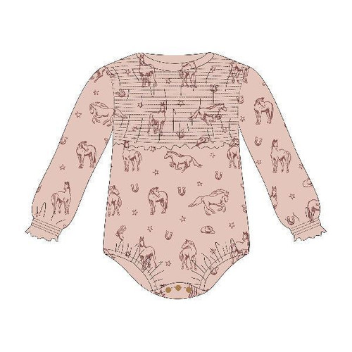 ORGANIC SMOCKED CHEST BODYSUIT - RODEO ROSE