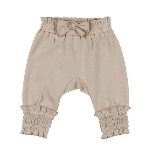Organic Smocked Bubble Pants - OATMEAL