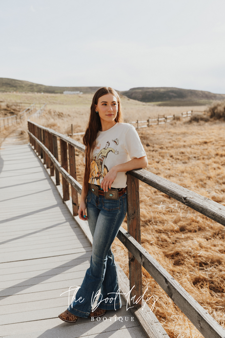 WOMENS JEAN 921 HIGH RISE FLARE FIT PLAIN BACK PKT WIDE FRONT POCKET 11-054-0921-2402 BU