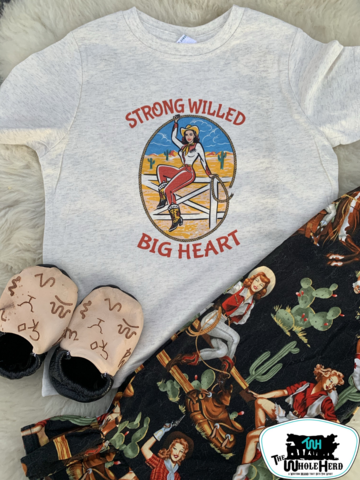 STRONG WILLED BIG HEART LITTLES + GIRLS WESTERN SHIRT