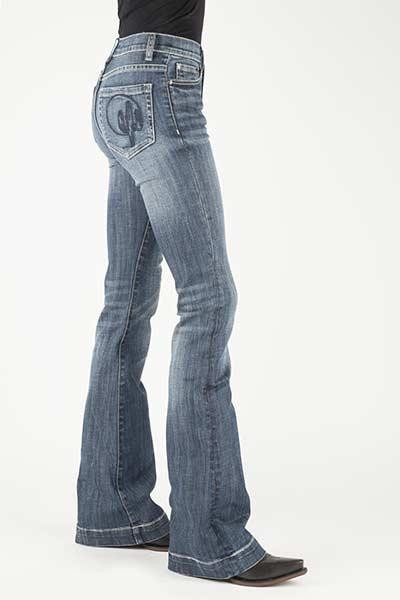 WOMENS JEAN 921 HIGH RISE FLARE FIT STETSON BACK POCKET W/CACTUS EMB OWS 11-054-0921-2403 BU