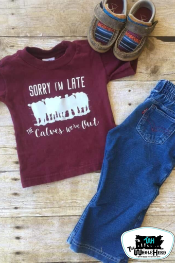 SORRY I'M LATE KIDS WESTERN TEE