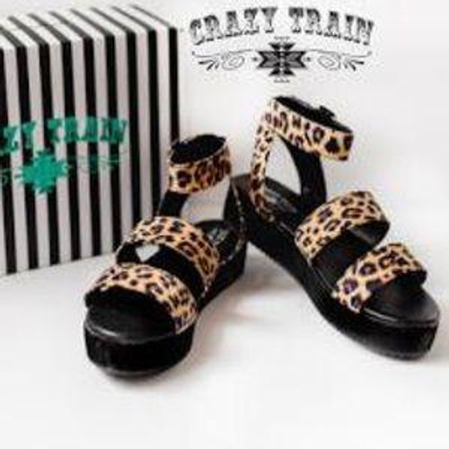 CRAZY TRAIN LEAVE IT LEOPARD SANDALS