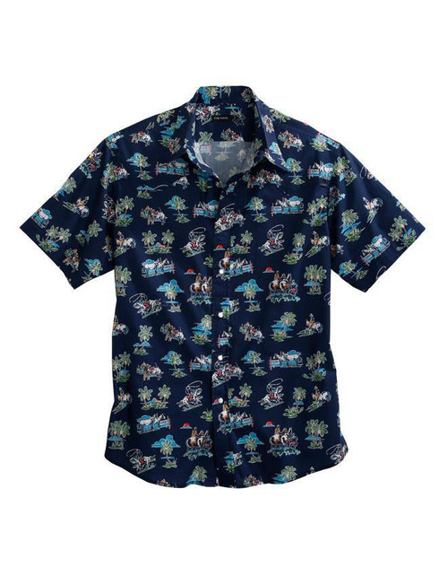 MENS S/S SHIRT TIN HAUL Y/D ALLOVER PRINT - SNAP 01070 COWBOY TROPICS 10-002-0064-0216 BU