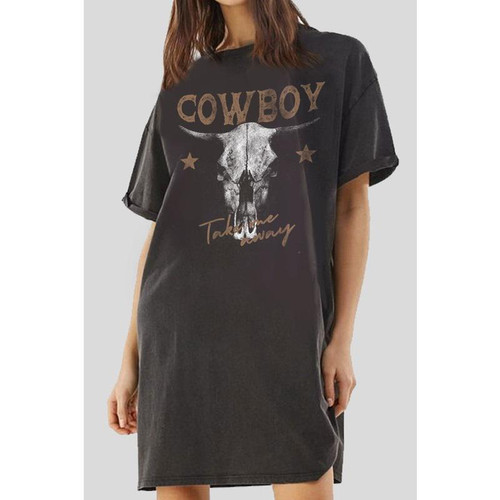 COWBOY TAKE ME AWAY MINERAL WASHED DRESS