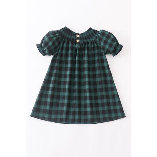 FOREST PLAID SMOCKED DRESS