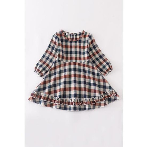 FOREST PLAID RUFFLE DRESS
