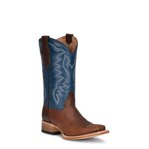 TN BROWN/BLUE EMBROIDERY SQ. TOE J7103