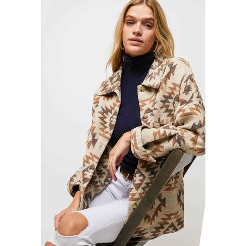 PRINTED BUTTON DOWN SHIRT WITH POCKETS