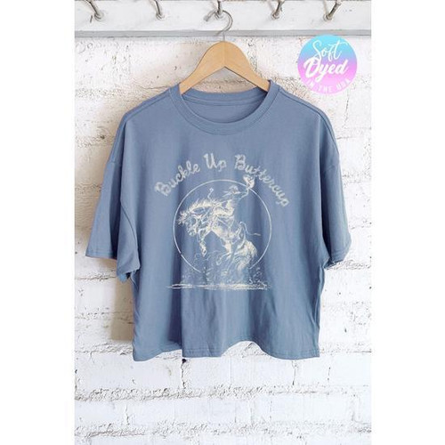 BUCKLE UP BUTTERCUP T SHIRT - INDIGO BLUE