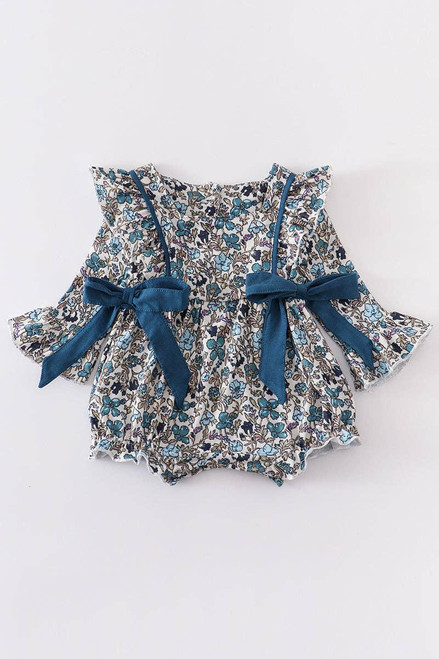BABY GIRL BLUE FLORAL PRINT ROMPER