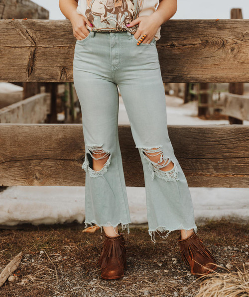 90S VINTAGE CROP FLARE - CLOUD BLUE