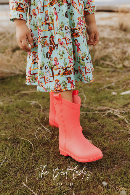 Atomic Pink Kid's All Weather Rubber Cowboy Boots