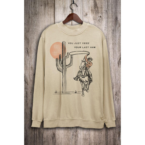 CACTUS MOON COWBOY LONG SLEEVE SWEATSHIRTS - MINERAL OATMEAL