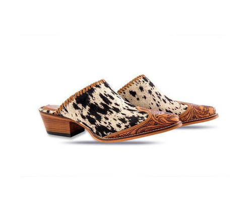 Heely Western Hand-Tooled Mules - S-6942