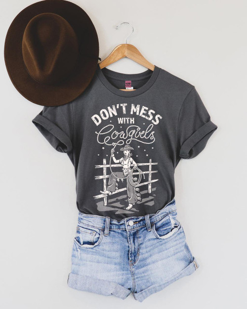 Don't Mess With Cowgirls Graphic Tee - Asphalt