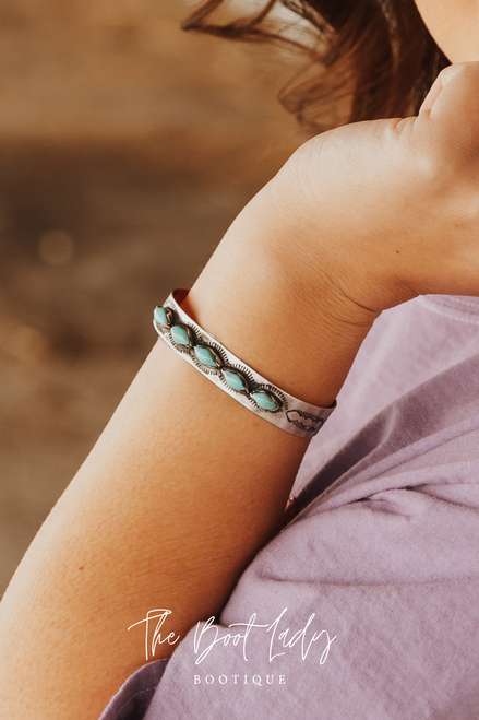 5 STONE TURQUOISE CUFF SANTA FE FINISH