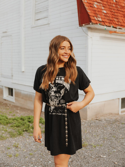 HELLO DARLIN' GRAPHIC DRESS - MINERAL WASH BLACK