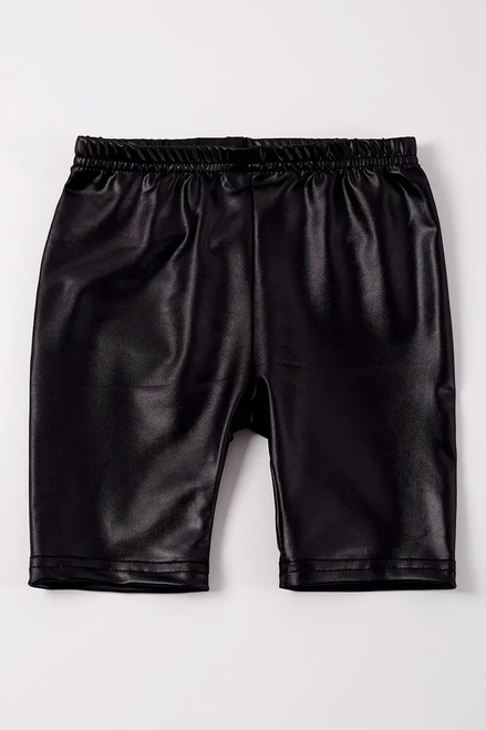 BLACK METALLIC GIRLS BIKE SHORTS