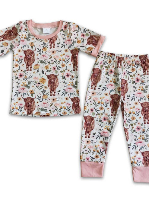 SHORT SLEEVE COW PRINT BABY/KIDS PAJAMAS