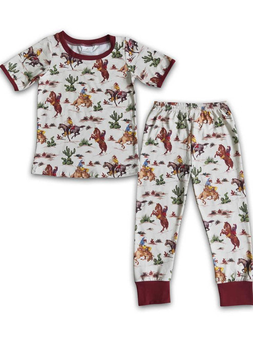 SHORT SLEEVE WESTERN PRINT BABY/KIDS PAJAMAS