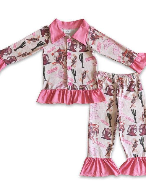 LONG SLEEVE HOWDY CACTUS PRINT BABY/KIDS PAJAMAS