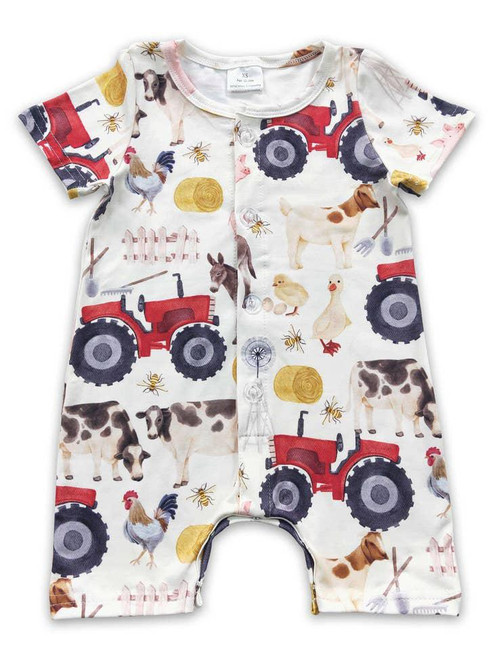 SHORT SLEEVE FARM ANIMAL ROMPER SHORT SLEEVE FARM ANIMAL ROMPER