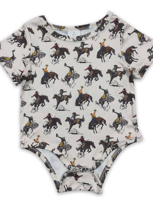 BRONC RIDER SHORT SLEEVE BABY ROMPER