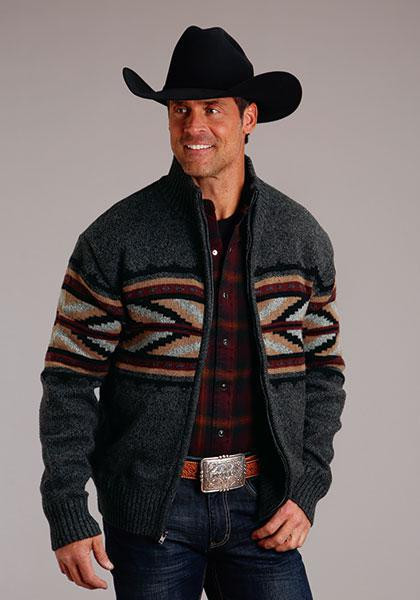 STETSON MEN'S 811 ARROW BORDER WOOL BLEND CARDIGAN