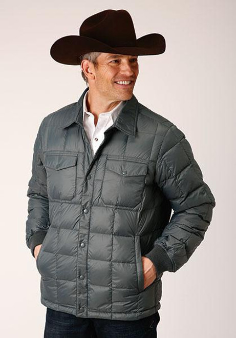 ROPER MEN'S CRUSHABLE PARACHUTE JACKET 1744 SLVR SAGE NYLON DOWN PROOF COATED
