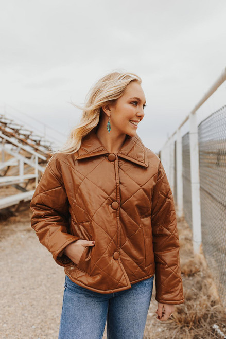 Faux Leather Quilted Jacket