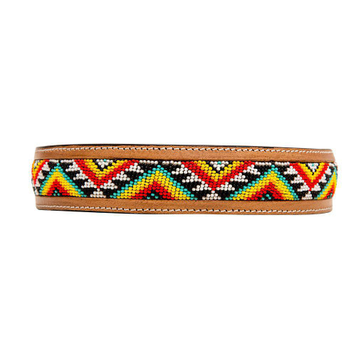 Bonjour Hand-Tooled Beaded Dog Collar S-6885
