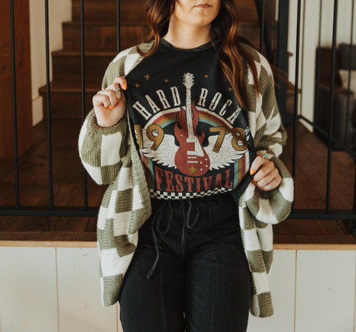 Hard Rock Festival Guitar Eagle Short Sleeve Graphic Tee - Mineral Black