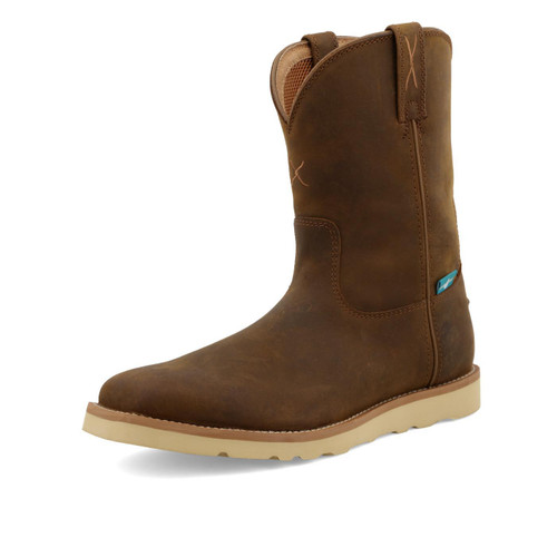 10" Work Pull On Wedge Sole Boot - Distressed Saddle MCBW001