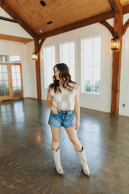 High Rise Distressed Hem A-Line Shorts | Swan River