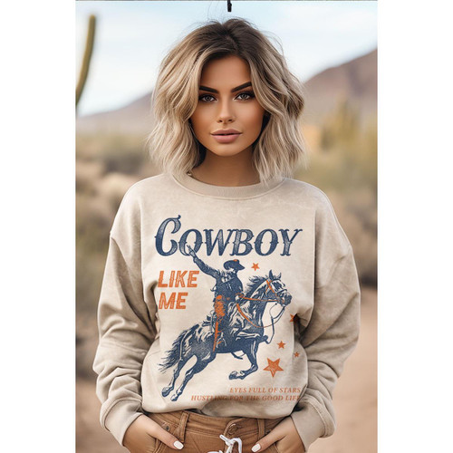 Cowboy Like Me Mineral Graphic Sweatshirt - Mineral Oatmeal