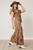 Halftone Horse Print Jumpsuit - Brown