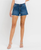 High Rise Distressed Hem A-Line Shorts | Swerve