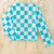 Aqua & White Checkered Mesh Top