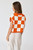 Hannah Loose Fit Checker Knit Top - Orange