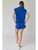 Half Zip Cropped Sweatshirt and Shorts Set - Cobalt Blue