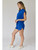 Half Zip Cropped Sweatshirt and Shorts Set - Cobalt Blue